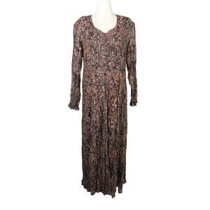 Vintage 90s Nostalgia brown floral lace long sleeve maxi dress M